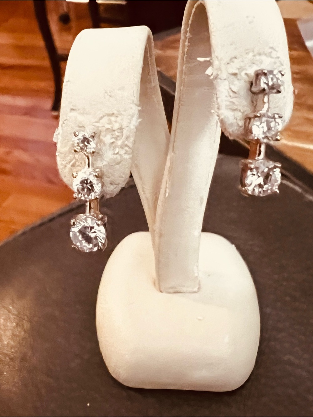 T.J.Maxx Silver-Tone Triple Clear Crystal Drop Earrings